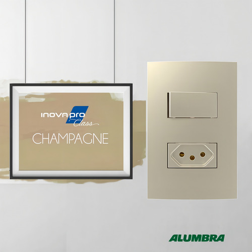 Módulo Cego Champagne Inova Pro Class 85411 Alumbra Cor Dourado