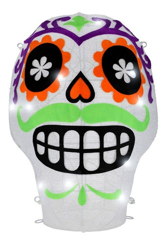 Calavera Grande Halloween Dia De Muertos Iluminada Msi