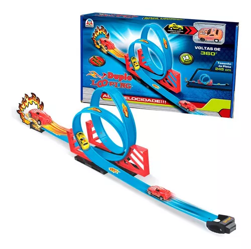 Pista Corrida Carrinho Brinquedo Infantil Looping 360 + 1 Moto