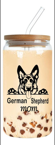Fenmshairy Alemana Pastor Mamá Bebiendo Copa De Vidrio 16 Oz