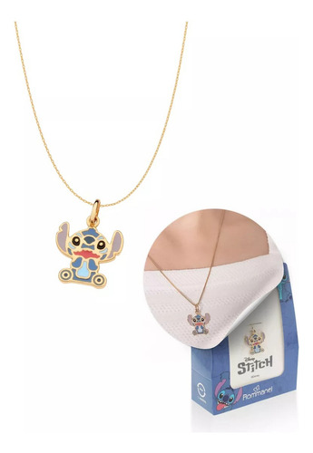 Colar Rommanel Stitch Banhado A Ouro Com Pingente Cor Dourado