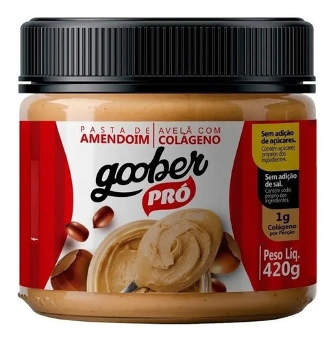 Pasta De Amendoim Pró Avelã Com Colágeno Goober 420g