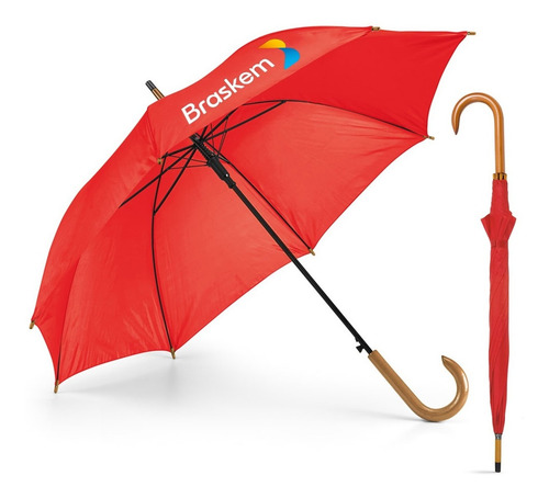 100 Guarda Chuva Personalizado Cabo Madeira Com Seu Logo