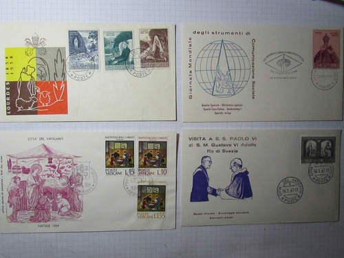 Vaticano Lote Fdc Sobres Primer Dia Emision Años 1950/60 H1