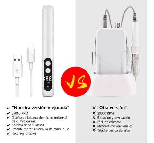 Kit De Uñas Taladro De Uñas Lima De Uñas Eléctrica Motor De
