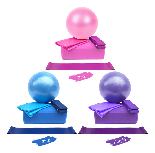 Hnbhnbset De 5 Piezas Equipo Yoga: Pelota, Bloques, Correa,