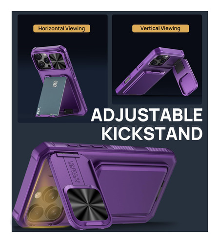 Capa De Telefone Slotscase Para iPhone 16 Pro Com Suporte De