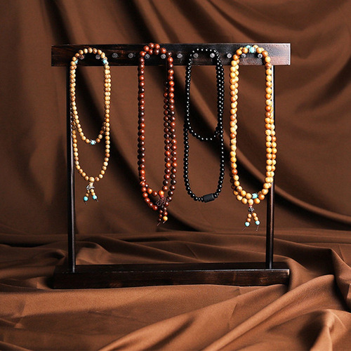 2 Estantes De Madera Con 24 Ganchos Para Colgar Collares Y J