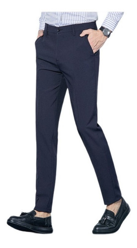 Pantalon De Vestir Hombre Stretch Moda Delgado Partido Fácil