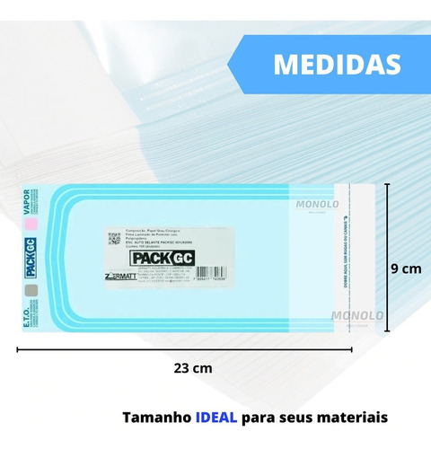 Imagem 6 de 10 de 100 Envelopes P/ Esterilização Alicate Autoclave 9cm X 23cm