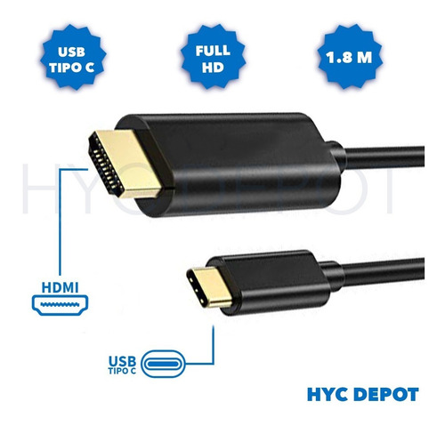 Cable Adaptador Usb C A Hdmi 1,8 Mt Para Macbook Pro Full Hd