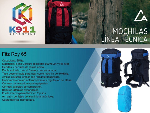 Imagen 4 de 5 de Mochila Campinox Doble Entrada Liviana Fitz Roy 65