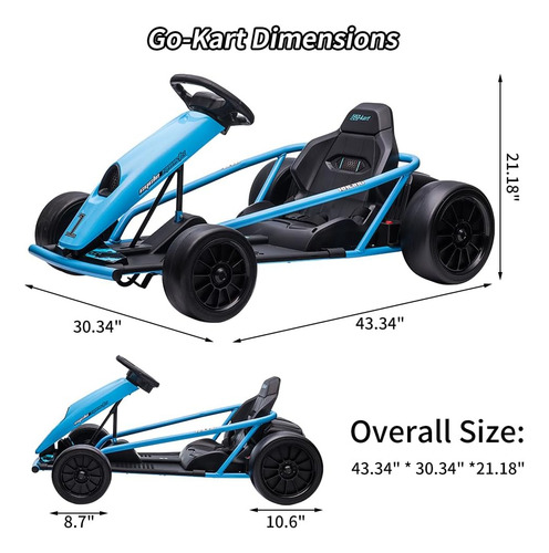 Go Kart De 24 V Para Niños De 8 A 12 Años, Motores Extra Pot