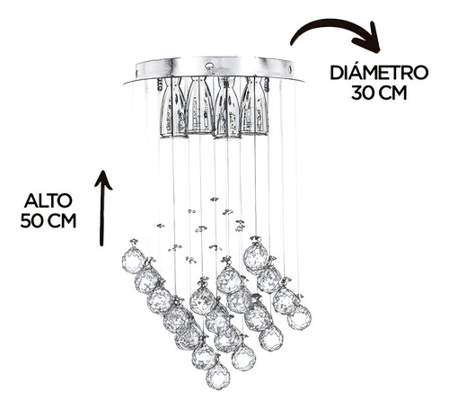 Candil 4 Luces Cristal Cortado Lujo Cuadro Williams Krystal Color Cromado