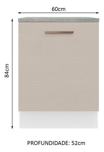 Mueble De Cocina 60 Cm 1 Puertaagata Madesa Color Blanco/Crema