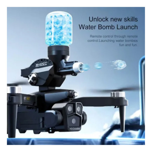 Dron K11 Max Shoot Triple Cámara Dispara Bolitas Hidrogel Negro
