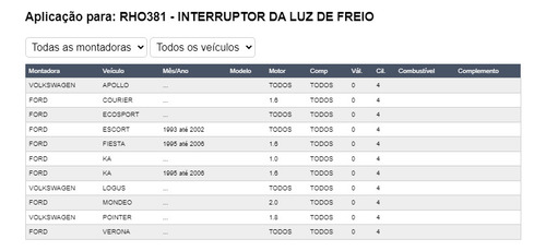 Interruptor De Luz De Freio Ka Fiesta Escort Logus Rho381