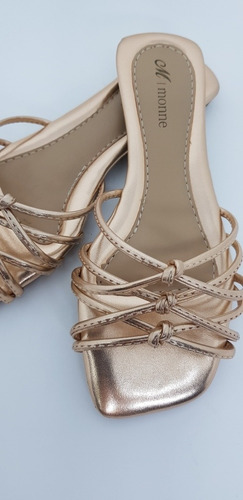 Imagem 4 de 4 de Chinelo Rasteirinha Rosê Gold Metalizado. Um Charme!