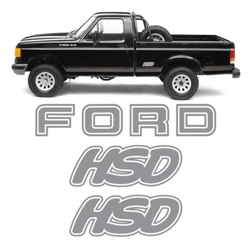 Kit Emblema Adesivo Ford F1000 Hsd Em Prata F100012