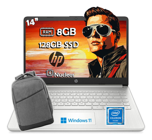 Laptop Hp 14 Intel Celeron N4120 128gb 8gb Ram W11h  + Kit