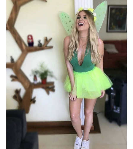 Disfraz Conjunto Alas De Hada Elfo + Tutú De Tul Color Verde Accesorios Para Disfraz De Hada Orejas De Elfo Para Adult@ O Niñ@
