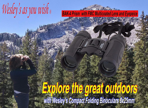 Folding Compact High Powered Waterproof Binoculars With Bak4