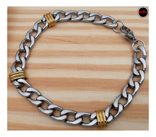 Pulsera Cubana C/ Double Hombre 8mm-18 Cm Acero Quirúrgico