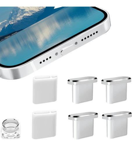 Tapon Antipolvo De Metal Para iPhone 15 - Plateado