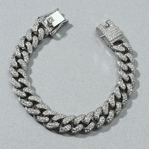 Brazalete B Hip Hop Para Hombre, Cadena Con Diamantes De Imi