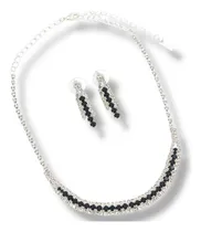 Comprar Gargantilla Y Aros Negros Para Fiestas Chocker Strass Bodas