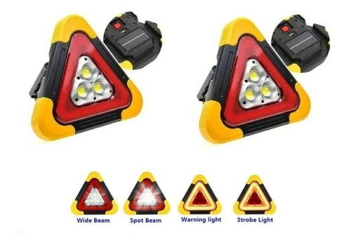 Pack X 2 Triangulo Emergencia Automóvil Led Recargable Solar