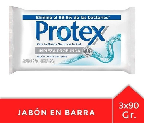 Protex Pack Jabón En Barra Limpieza Profunda 90 Gr X 3 Unid