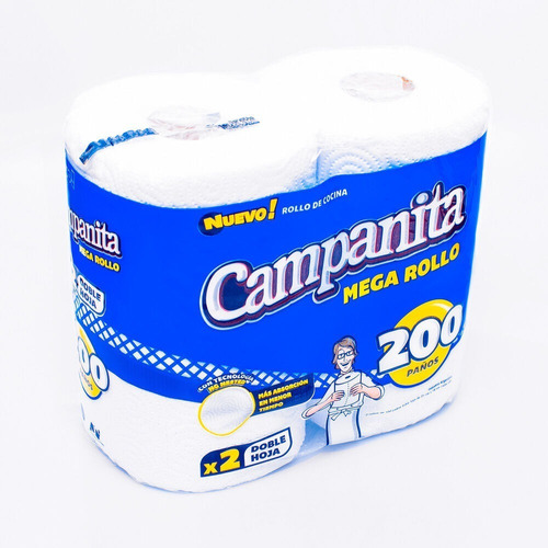 Rollo Cocina Mega Rollo Campanita 2 X 100 Paños X 10 Unid