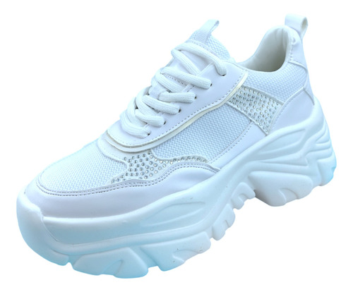 Tenis Chunky Plataforma Sneakers Brillos Moda 6cm Pedreria