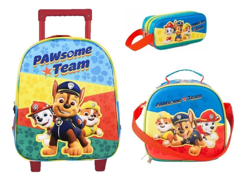 Kit De Mochila Lonchera Y Lapicera Paw Patrol Kinder Vs371