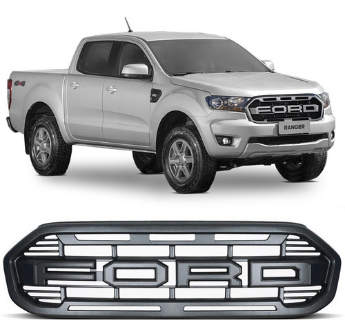 Grade Raptor Frontal Ford Ranger 2020 2021 Moldura Preta