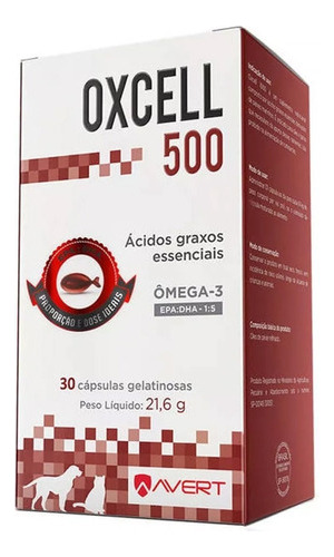 Oxcell 500mg Suplemento Alimentar Para Cães E Gatos 30 Cmp