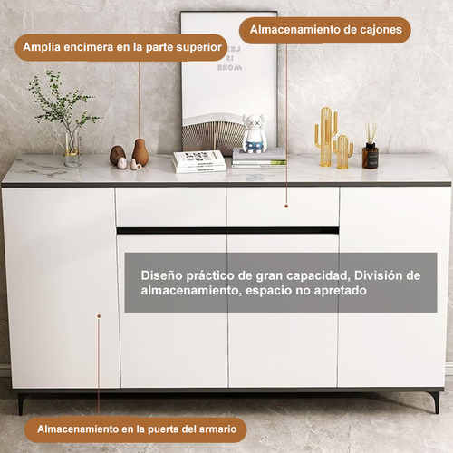 Aparador De Comoda Cocina Cajoneras Blanco De Madera Moderno