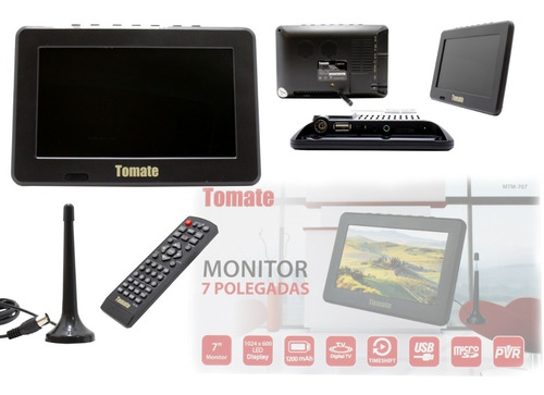 Tv Digital / Tela Monitor 7 Polegadas Tomate Mtm 707