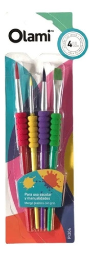 Kit De Pinceles X 4 Olami Cerdas Multicolor