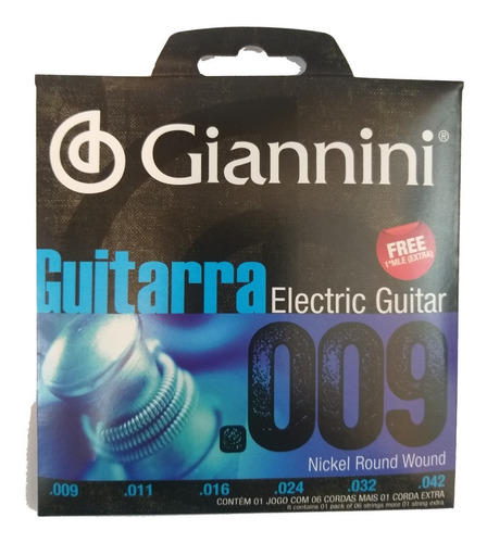 Imagen 1 de 2 de Juego Cuerdas Guitarra Eléctrica Giannini 009-042 1ra Extra