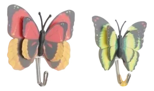 Pack De 2 Ganchos De Pared Forma Mariposa Colores Aleatorios