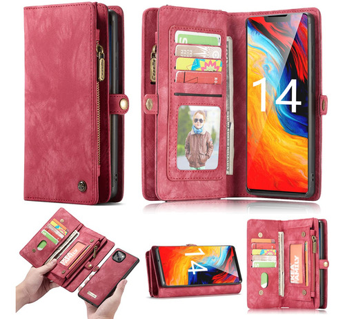 Funda Cartera Para iPhone 14 Pro Rojo Piel Sintetica-7