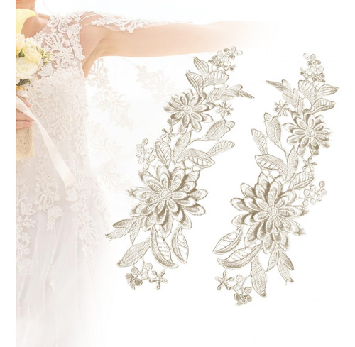 Apliques De Encaje De 2 Piezas, Apliques De Boda, Apliques