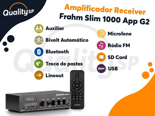 Imagem 5 de 5 de Amplificador Receiver De Som Ambiente Frahm Slim 1000 App G2