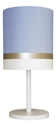 Luminária De Mesa Abajur Detalhe Bronze Cúpula  Tecido 20x43 Cor Da Estrutura Branco Cor Da Cúpula Azul-bebê