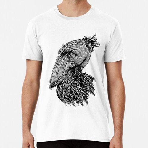 Remera Dibujo De Tinta De Pájaro De Cigüeña Shoebill Algodon