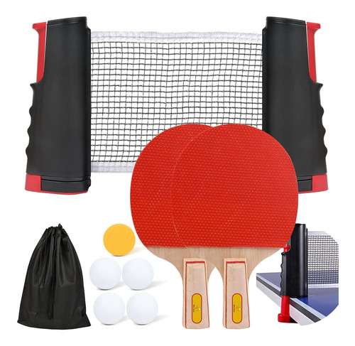 Anywhere Ping Pong 7pk Set, 2ping Pong Paletas Y Red Retráct