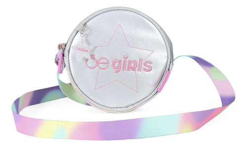 Bolsa Crossbody Para Niña Cloe Girls Holográfica Circular Color Plateado