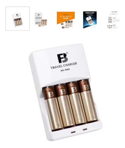 Cargador +4 Pilas Aa De 2500 Mah Recargables Fbplus